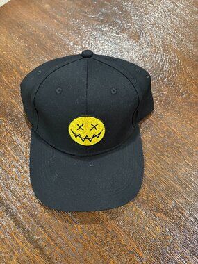Dubby Be Better Crazy Smiley Face Black Baseball Cap Hat NEW